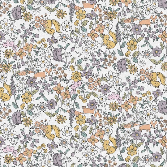 Fabric Editions White Peekaboo Cuties Cotton Fabric